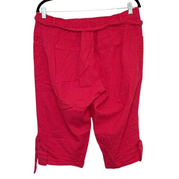 Contact Shorts Women's Size Large Pink Bermuda Linen Rayon Stretchy Waist Belt - Picture 2 of 11